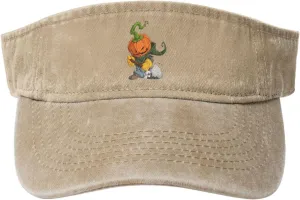 Halloween Pumpkin Buried Skulls with His Shovel Sun Visor Hats Cotton Baseball Cap for Women Men Adjustable Sun Hat