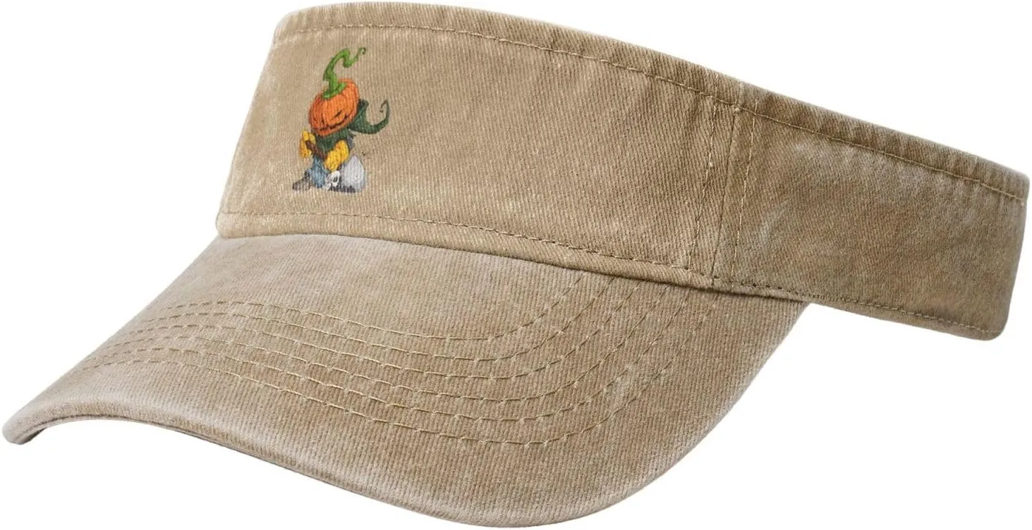 Halloween Pumpkin Buried Skulls with His Shovel Sun Visor Hats Cotton Baseball Cap for Women Men Adjustable Sun Hat
