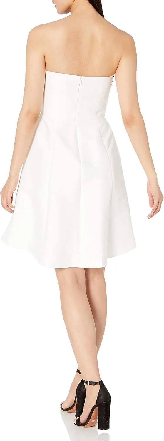 HALSTON Women's Fit and Flare Floral Applique Dress