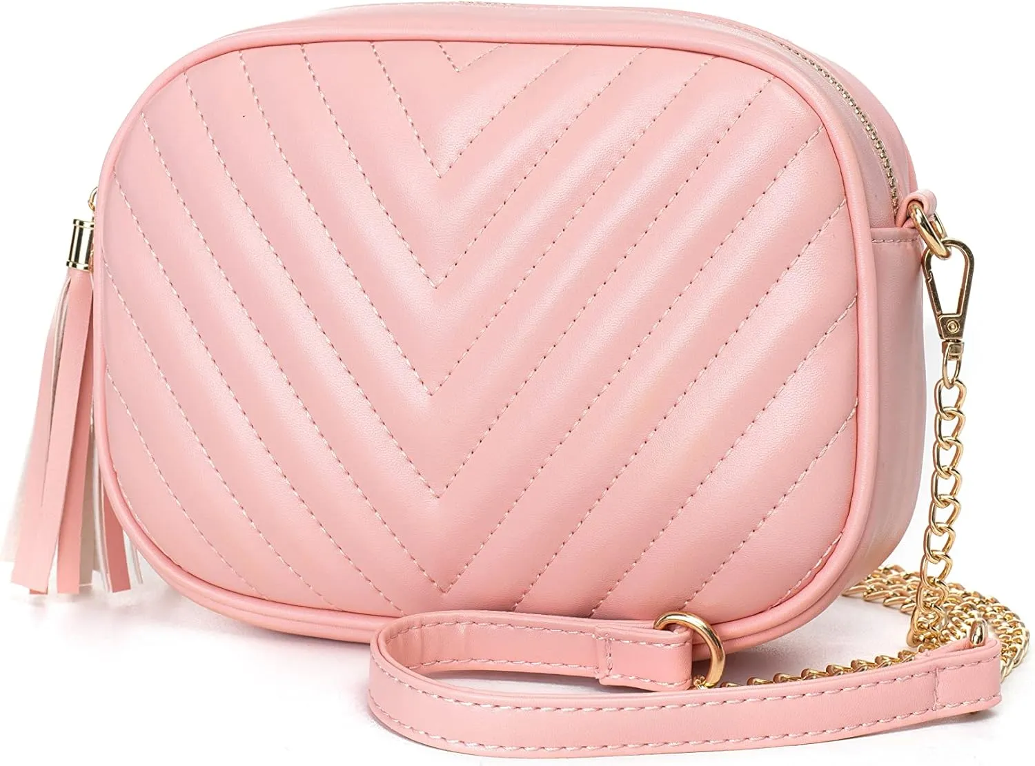 Hanbella Cross body Clutch Purses for Women & Teens - Cute Small Quilted Leather Shoulder Bag with Gold Chain for Girls