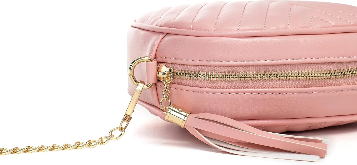 Hanbella Cross body Clutch Purses for Women & Teens - Cute Small Quilted Leather Shoulder Bag with Gold Chain for Girls