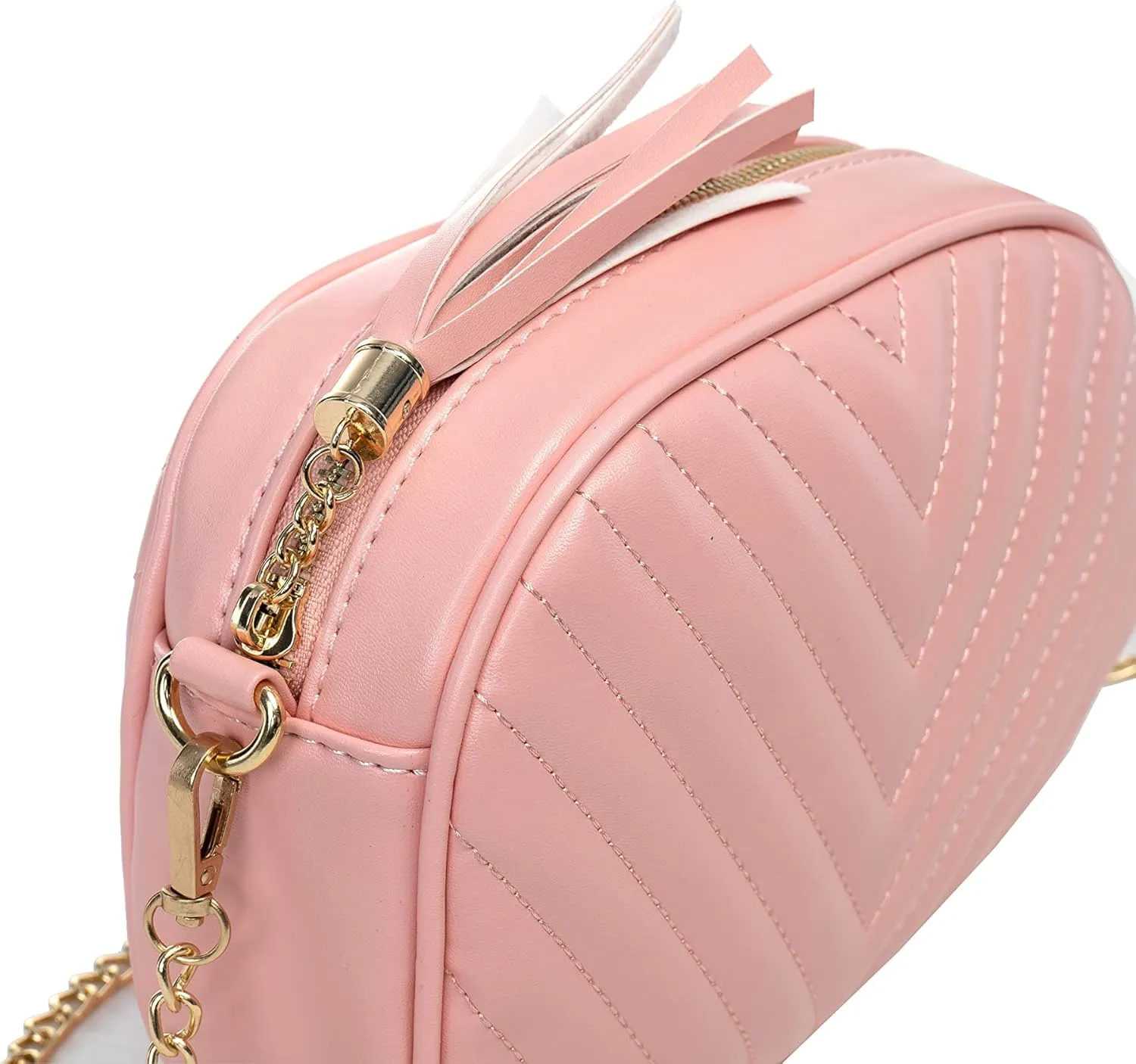Hanbella Cross body Clutch Purses for Women & Teens - Cute Small Quilted Leather Shoulder Bag with Gold Chain for Girls