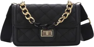 Hanbella Crossbody Purse for Women - Cute Quilted Leather Shoulder Bag with Gold Chain Strap for Teen Girls - Womens Clutch
