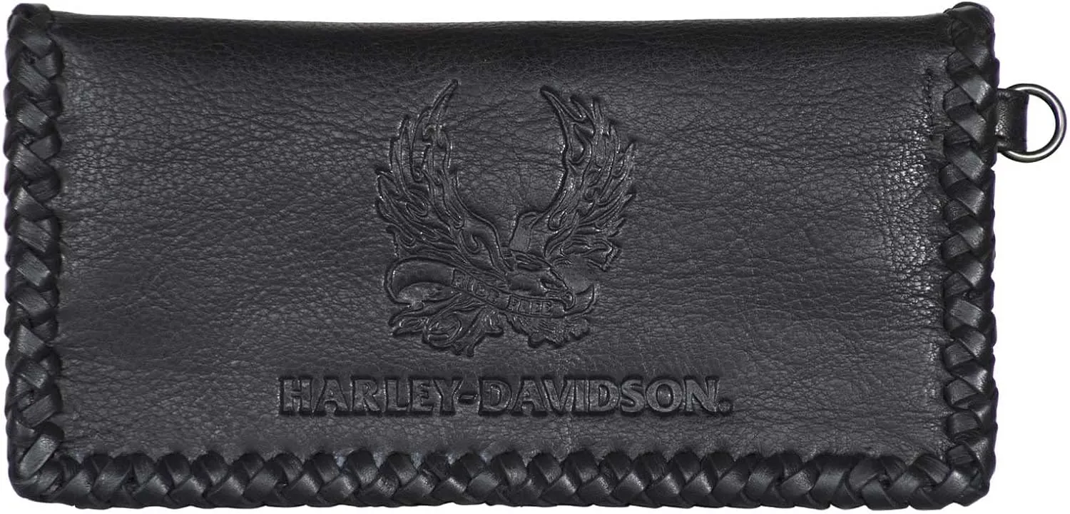 Harley-Davidson Men's Ride Free Trucker Leather Wallet w/RFID Protection - Black
