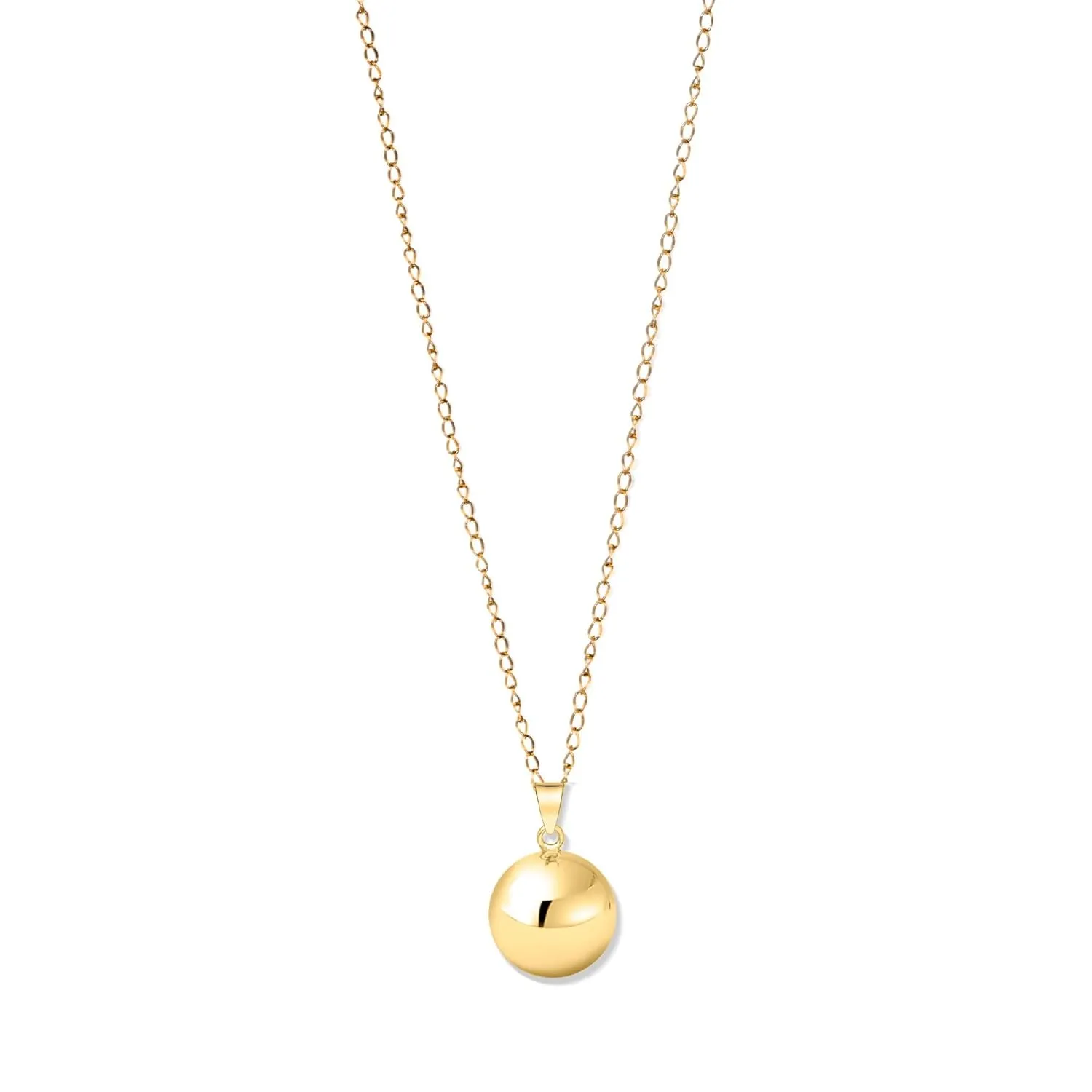 Harmony Ball (Chloe) Gentle Chime Bell Necklace, Minimalist Harmony Ball Made from Brass, 43 inches Stainless Steel Chain - llamadores de Angeles - Mexican Bola Necklace Maternity Jewelry (Gold)