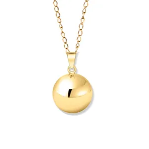 Harmony Ball (Chloe) Gentle Chime Bell Necklace, Minimalist Harmony Ball Made from Brass, 43 inches Stainless Steel Chain - llamadores de Angeles - Mexican Bola Necklace Maternity Jewelry (Gold)