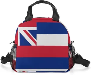 Hawaii Flag Portable Lunch Box Crossbody Bag Tote Insulated with Adjustable Strap Work Beach Picnic