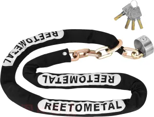 Heavy Duty Security Chain with Hidden Shackle Lock, 6 Foot x 3/8" Thick Hardened Steel Cut-Proof Anti-Theft Chain & Puck Lock for Motorcycles, Bikes, Trailers, Fences, Containers
