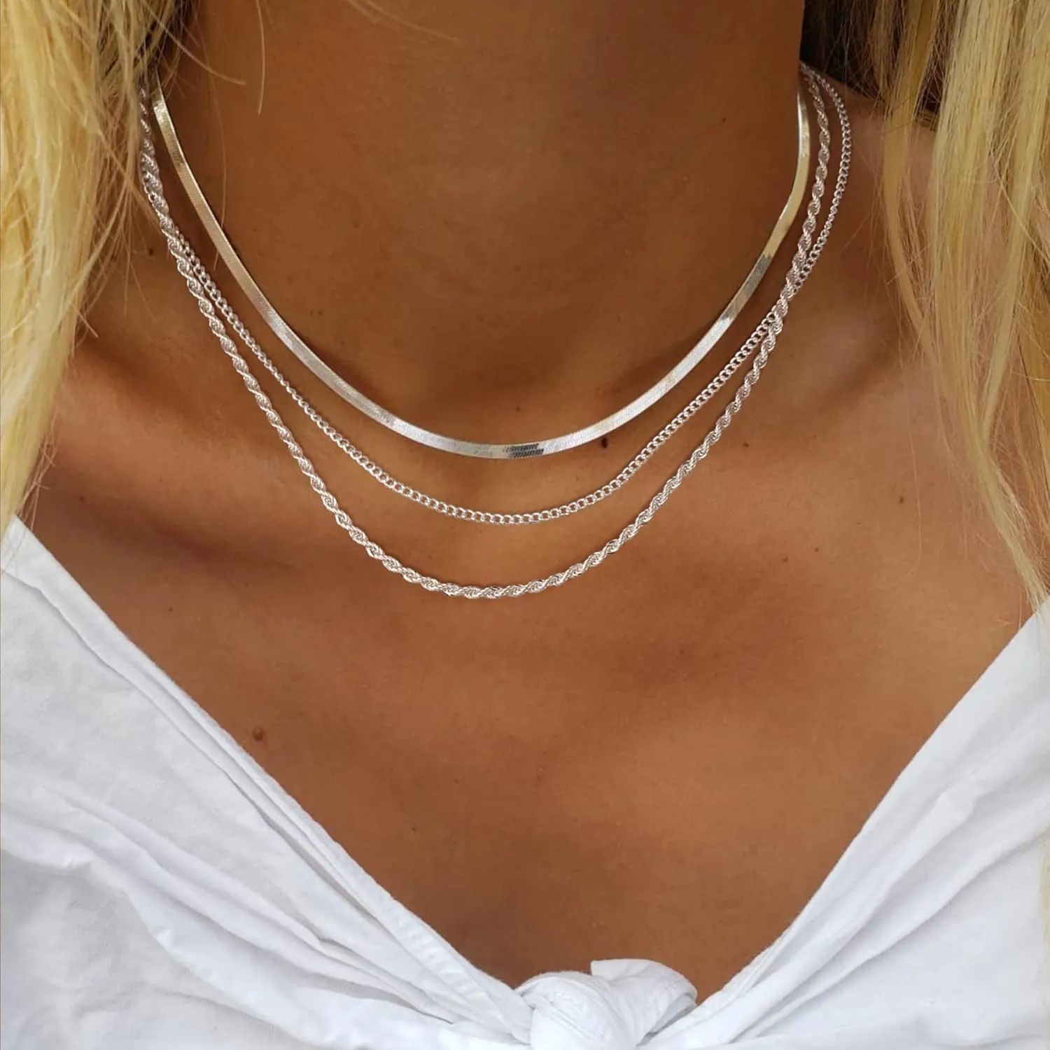 Herringbone Necklace for Women,Dainty Gold Necklace,14k Gold Plated Snake,Gold Chain Choker Necklaces,Simple Gold Layered Necklaces,Gold Jewelry Gift for Women