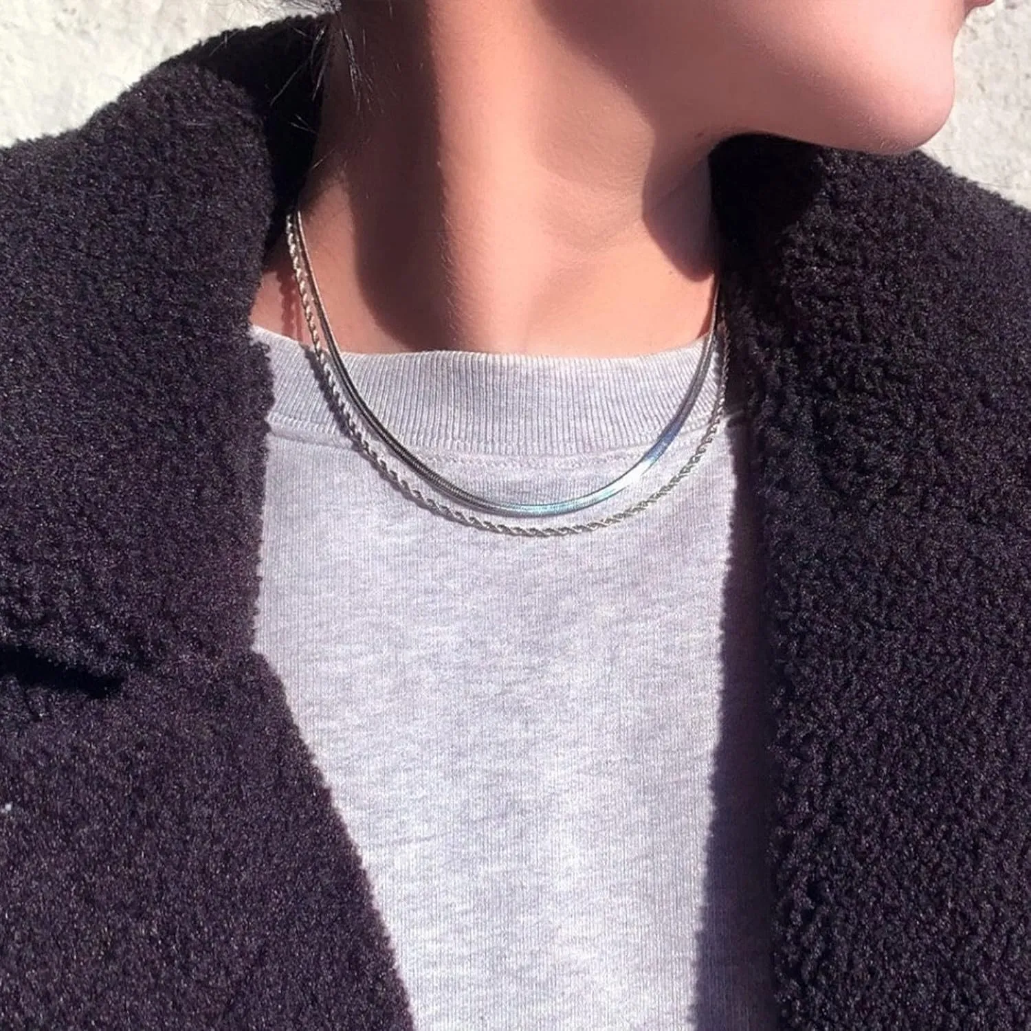 Herringbone Necklace for Women,Dainty Gold Necklace,14k Gold Plated Snake,Gold Chain Choker Necklaces,Simple Gold Layered Necklaces,Gold Jewelry Gift for Women