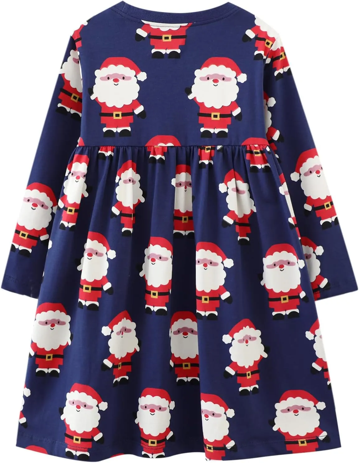 HILEELANG Girl Long Sleeve Dress Cotton Casual Applique Christams Tunic Shirt Clothes