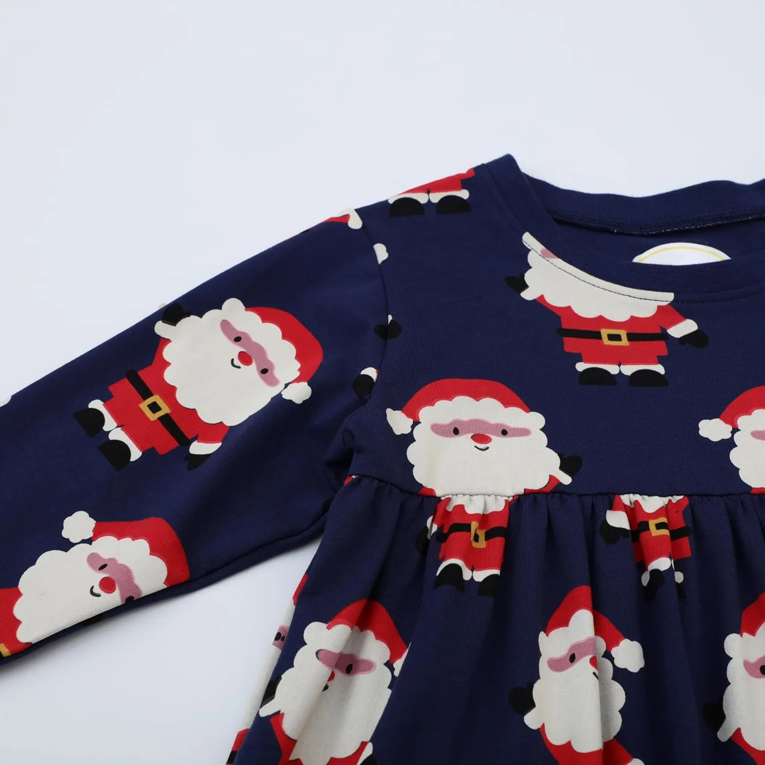 HILEELANG Girl Long Sleeve Dress Cotton Casual Applique Christams Tunic Shirt Clothes