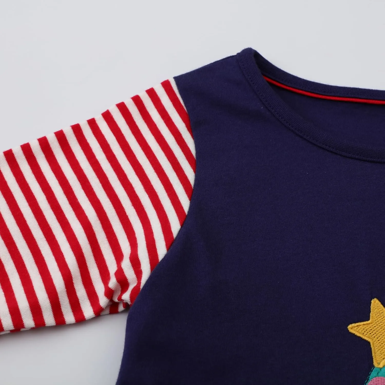 HILEELANG Girl Long Sleeve Dress Cotton Casual Applique Christams Tunic Shirt Clothes