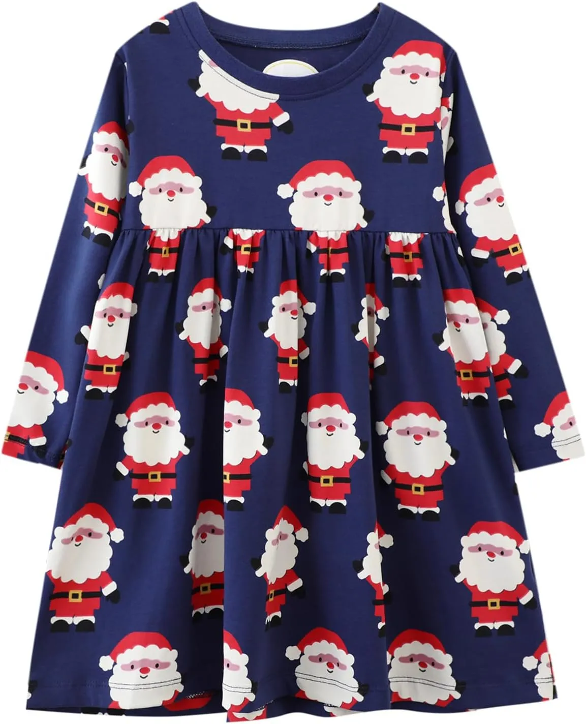 HILEELANG Girl Long Sleeve Dress Cotton Casual Applique Christams Tunic Shirt Clothes