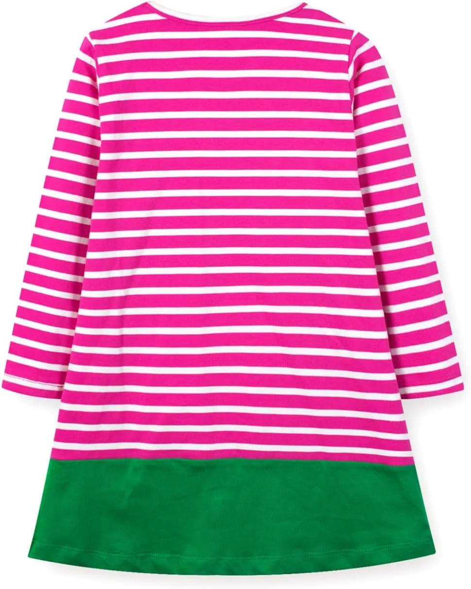 HILEELANG Girl Long Sleeve Dress Cotton Casual Applique Christams Tunic Shirt Clothes
