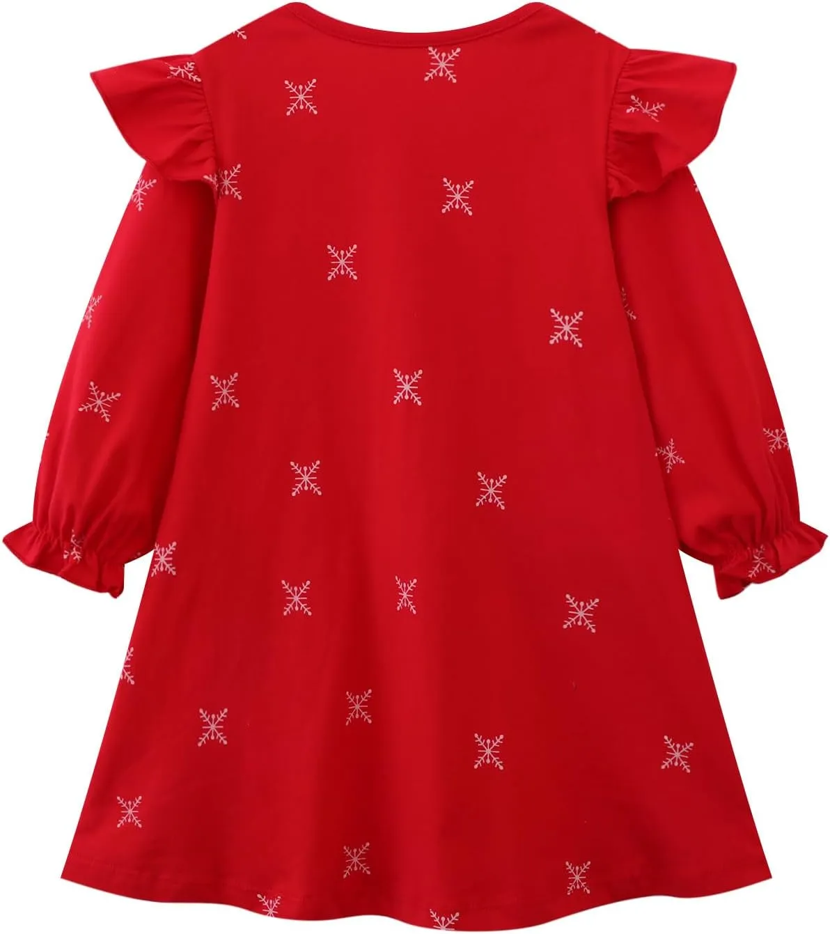 HILEELANG Girl Long Sleeve Dress Cotton Casual Applique Christams Tunic Shirt Clothes