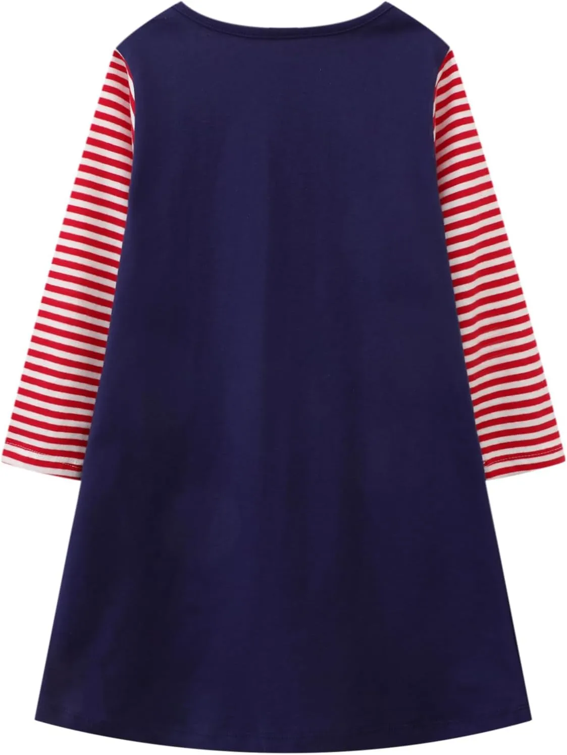 HILEELANG Girl Long Sleeve Dress Cotton Casual Applique Christams Tunic Shirt Clothes