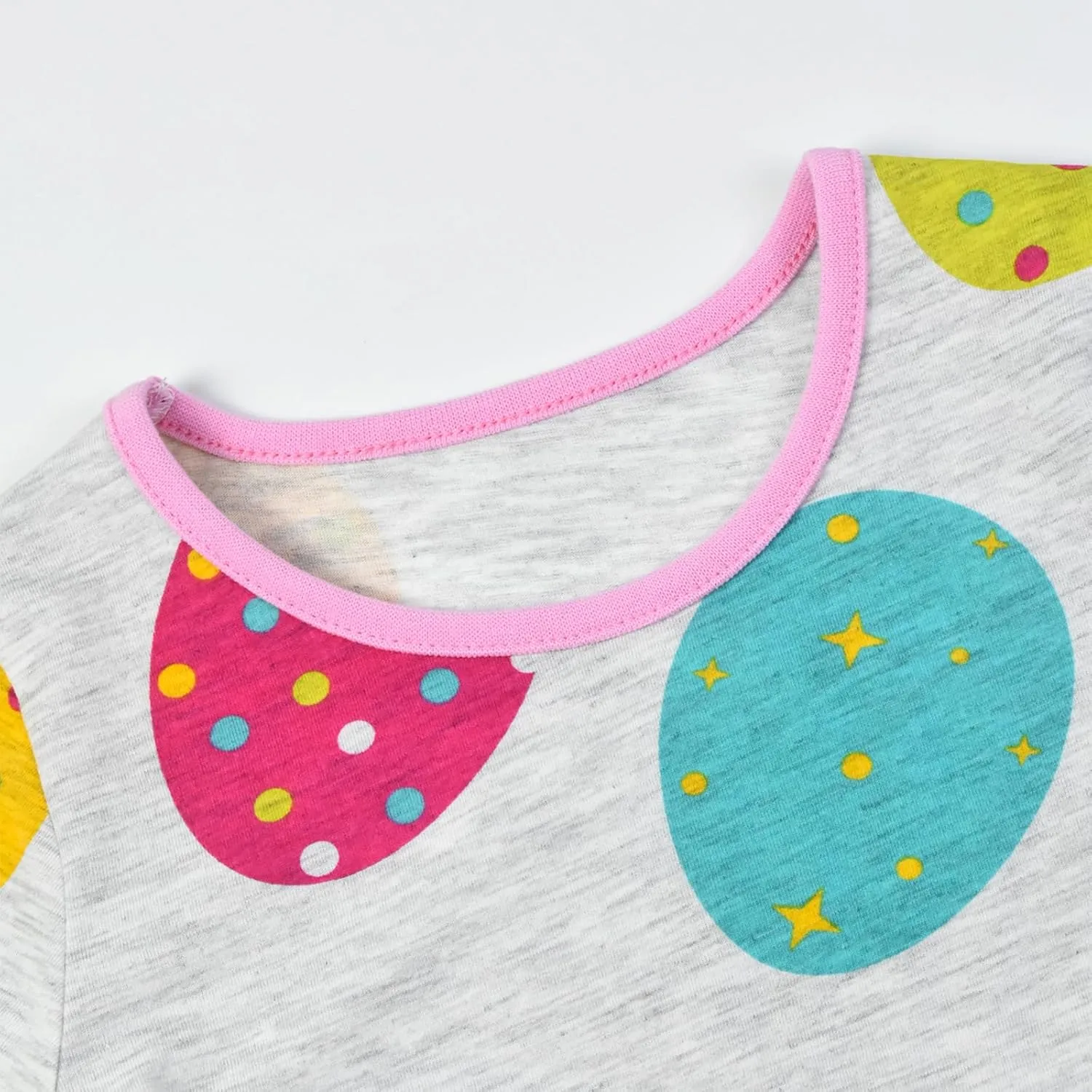HILEELANG Little Girl Short Sleeve Dress Easter Cotton Casual Applique Tunic Shirt Dresses