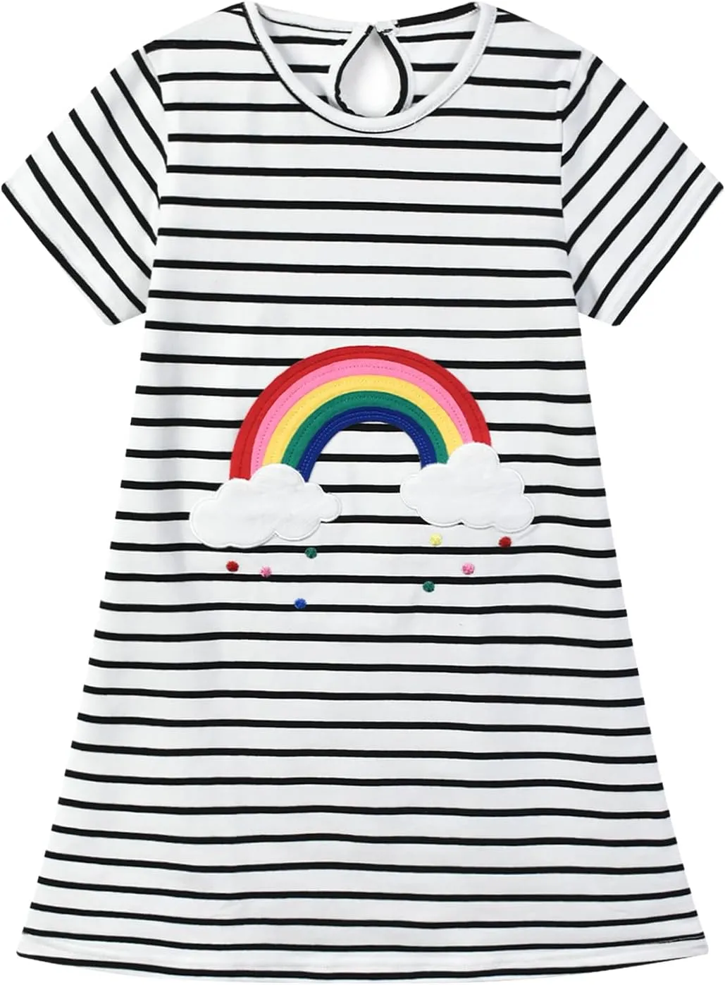 HILEELANG Little Girl Short Sleeve Dress Easter Cotton Casual Applique Tunic Shirt Dresses