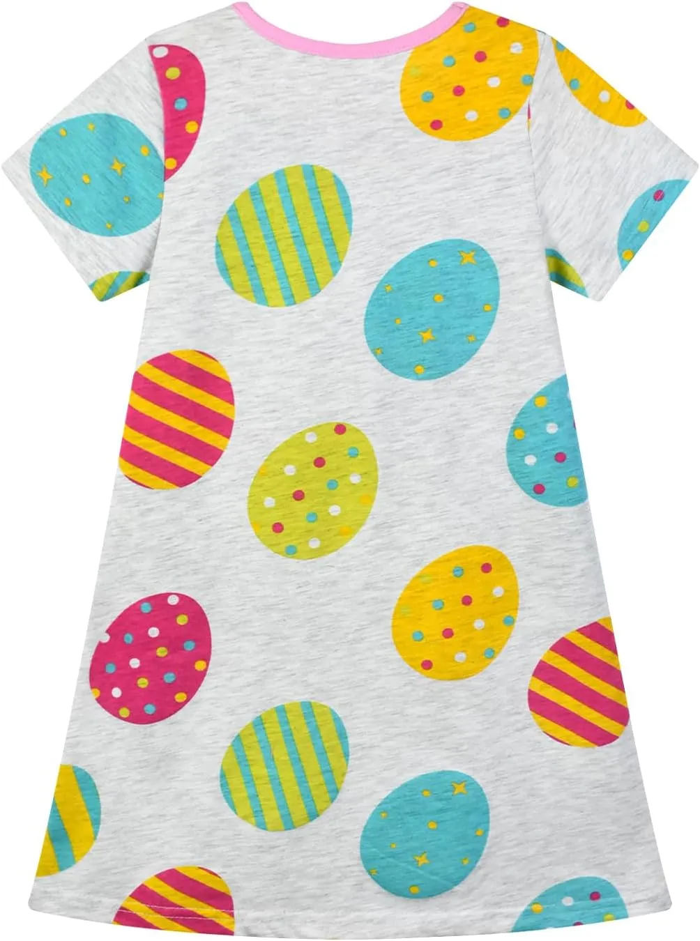 HILEELANG Little Girl Short Sleeve Dress Easter Cotton Casual Applique Tunic Shirt Dresses
