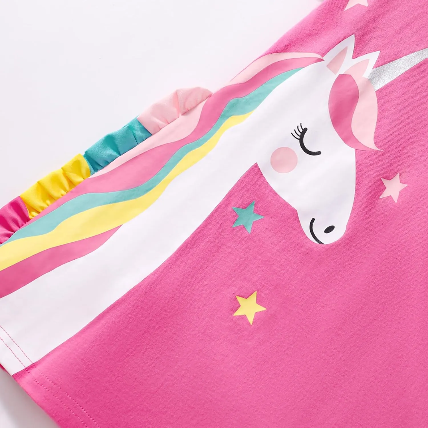 HILEELANG Toddler Girl Short Sleeve Easter Dress Cotton Casual Jersey Shirt Playwear Applique Dress