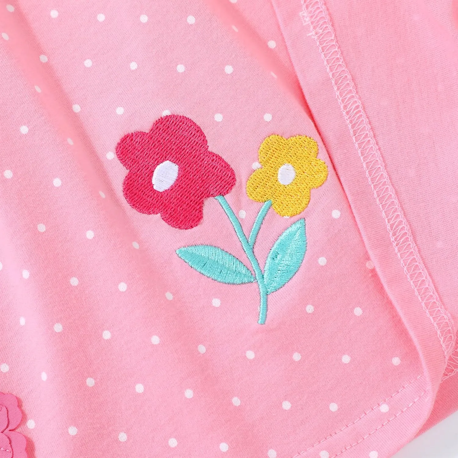 HILEELANG Toddler Girl Short Sleeve Easter Dress Cotton Casual Jersey Shirt Playwear Applique Dress