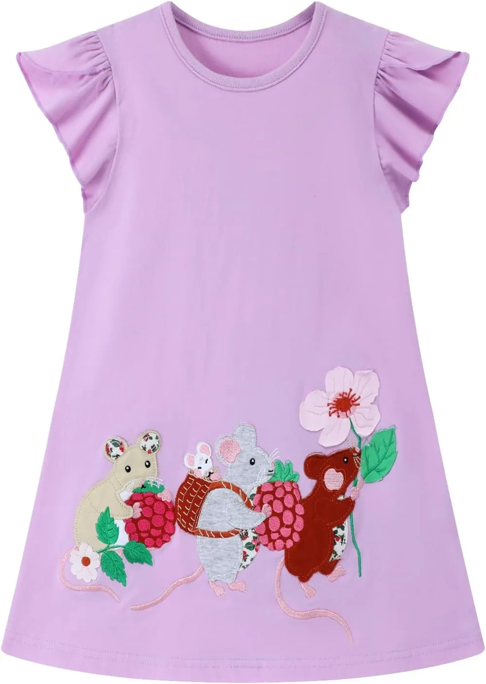 HILEELANG Toddler Girl Short Sleeve Easter Dress Cotton Casual Jersey Shirt Playwear Applique Dress