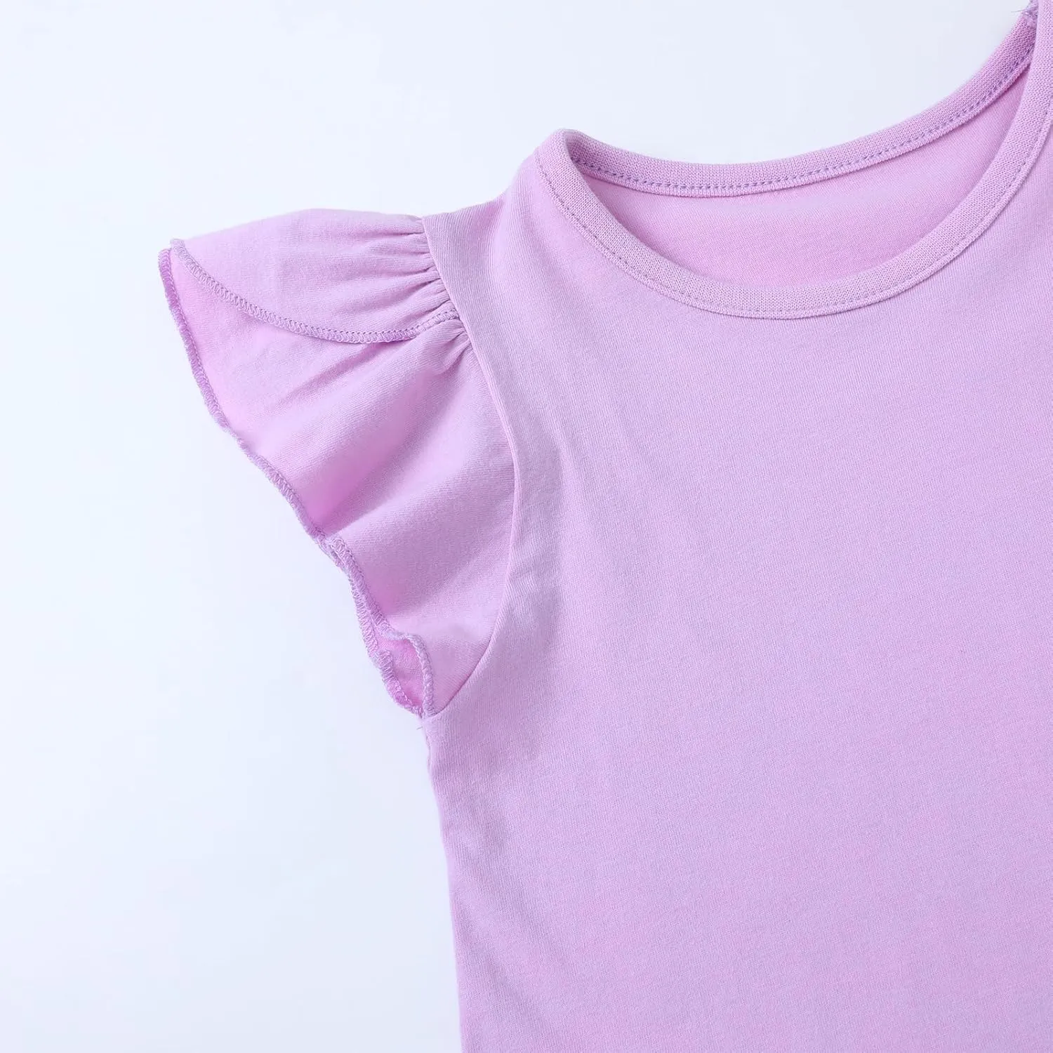 HILEELANG Toddler Girl Short Sleeve Easter Dress Cotton Casual Jersey Shirt Playwear Applique Dress