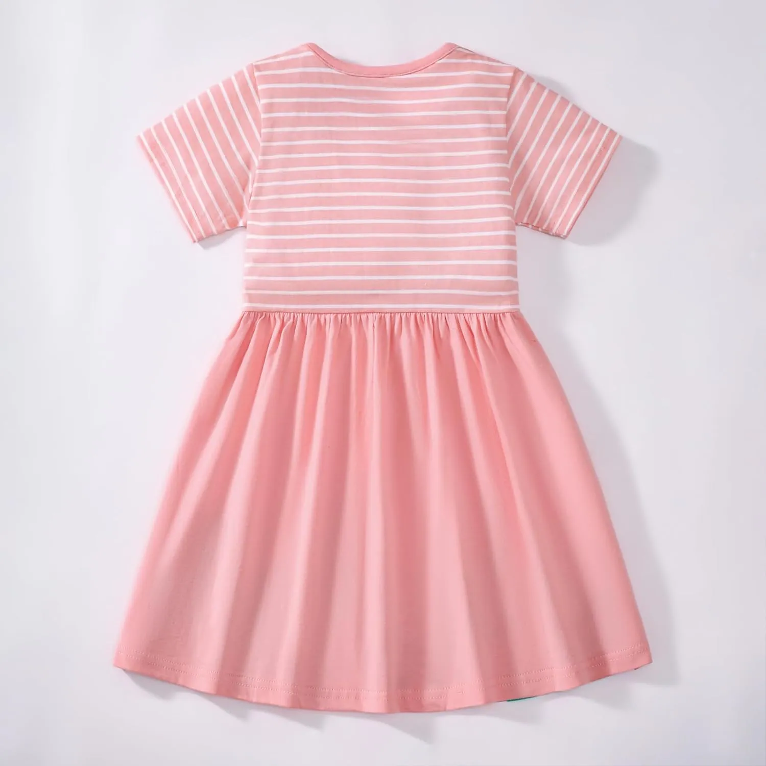 HILEELANG Toddler Girl Short Sleeve Easter Dress Cotton Casual Jersey Shirt Playwear Applique Dress