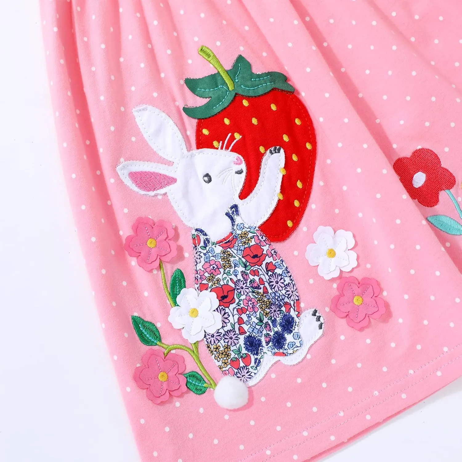 HILEELANG Toddler Girl Short Sleeve Easter Dress Cotton Casual Jersey Shirt Playwear Applique Dress