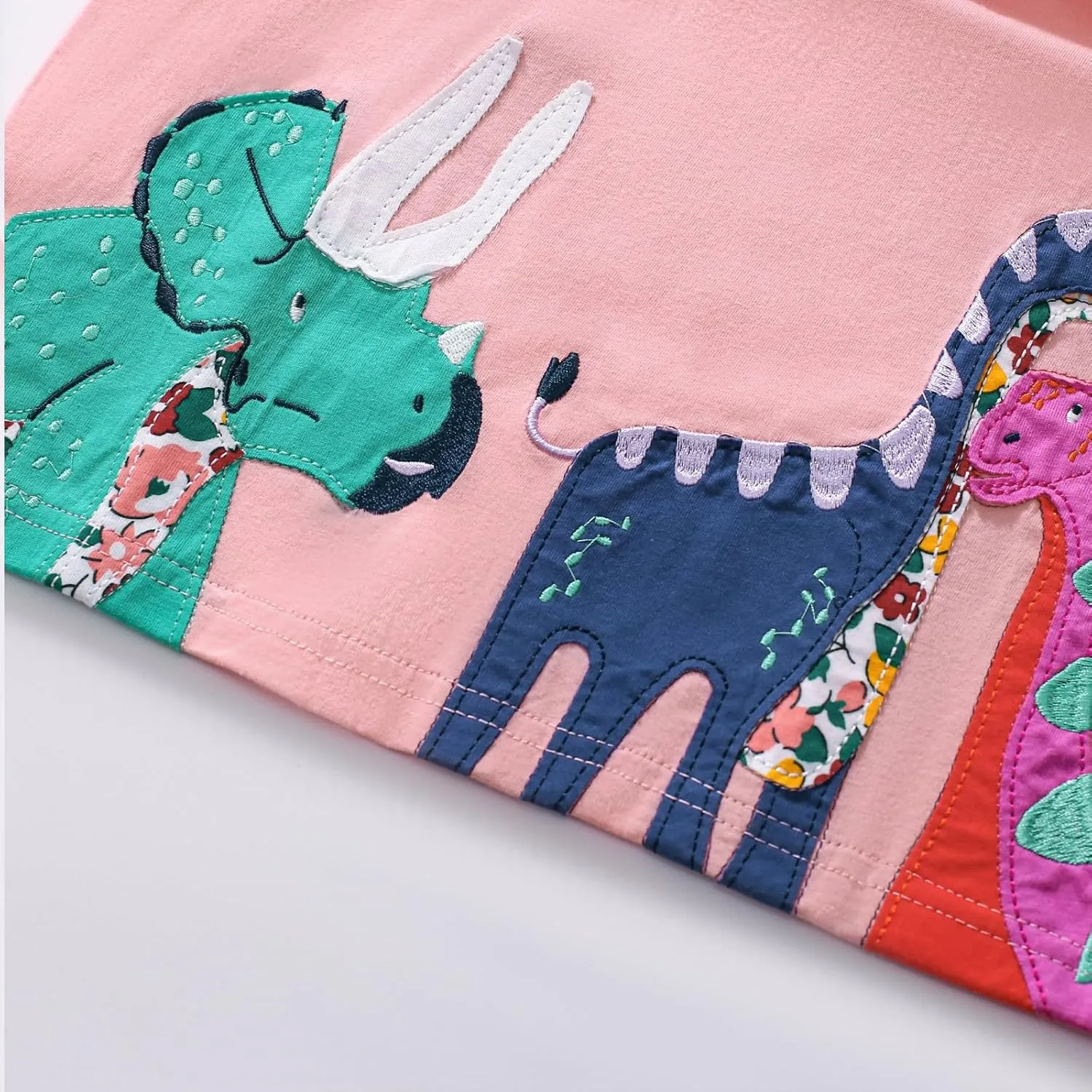 HILEELANG Toddler Girl Short Sleeve Easter Dress Cotton Casual Jersey Shirt Playwear Applique Dress