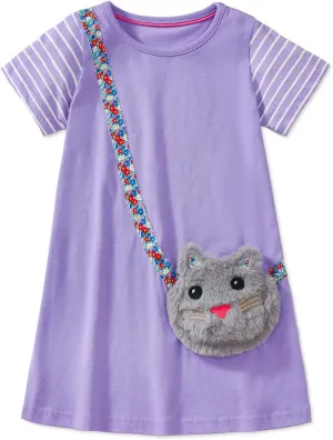 HILEELANG Toddler Girl Short Sleeve Easter Dress Cotton Casual Jersey Shirt Playwear Applique Dress