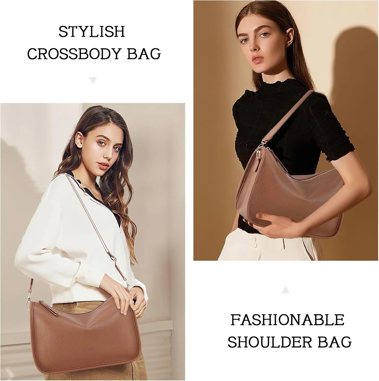 HKCLUF Crossbody Bags Purses for Women Trendy,Vegan Leather Medium Crossbody Purse,Shoulder Bag with 2PCS Adjustable Strap