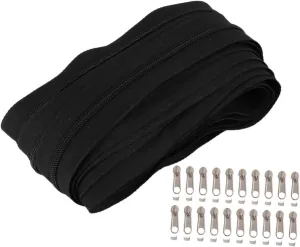 Holibanna 1 Set Nylon Coil Zipper Set with Thickened Pull Heads Practical Zipper Chain for DIY Tailoring Craft Projects and Home Use for Bags Pouches and Clothing