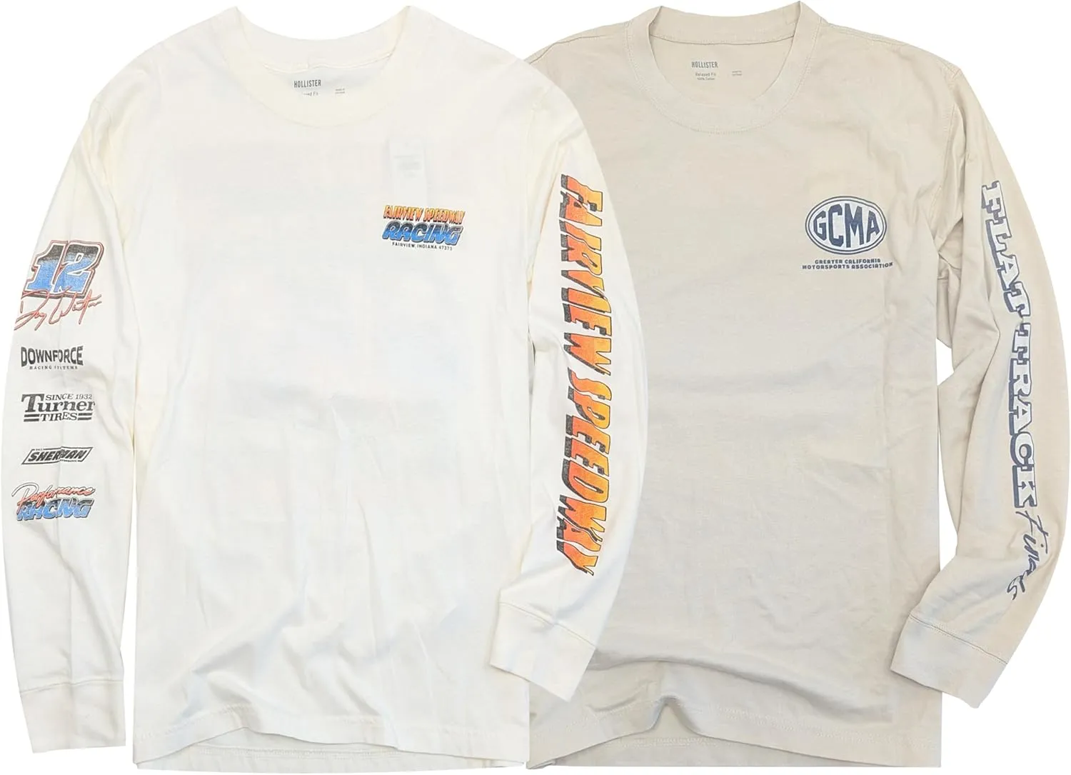Hollister California Men's 100% Cotton Long Sleeve Relaxed Fit Graphic T-Shirt (Single/Pack) HOM-7R