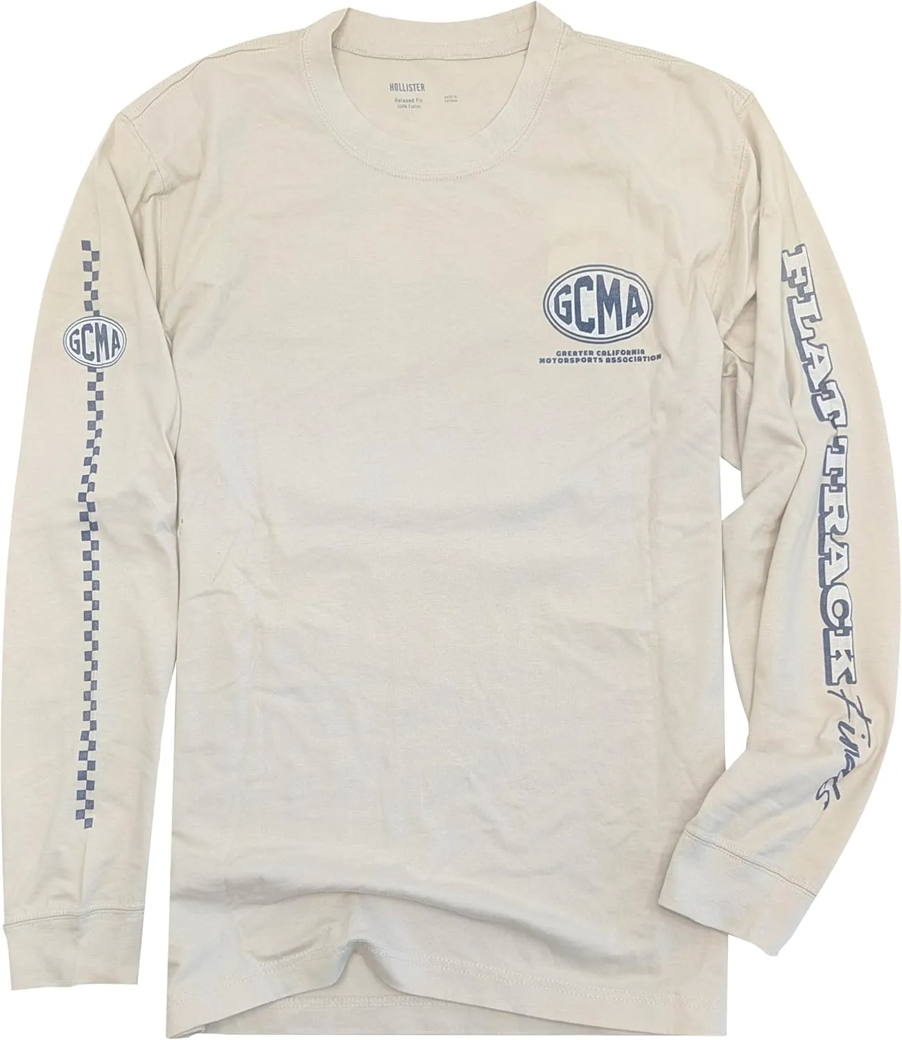Hollister California Men's 100% Cotton Long Sleeve Relaxed Fit Graphic T-Shirt (Single/Pack) HOM-7R
