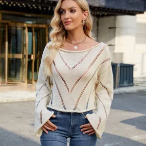 Hollowed Cut Out Loose Sleeve Blouse