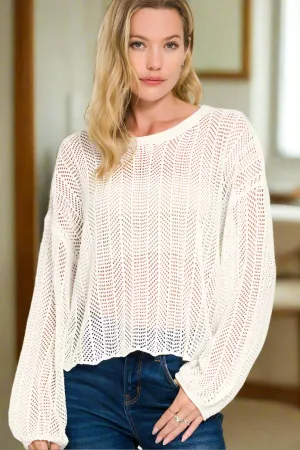 Hollowed Out Long Sleeve Sweater