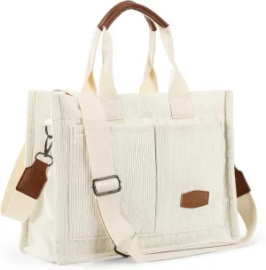 HOMIEE Tote Bag for Women Corduroy Handbags Casual Hobo Messenger Bag Retro Classic Shoulder Bag with Multi-pockek