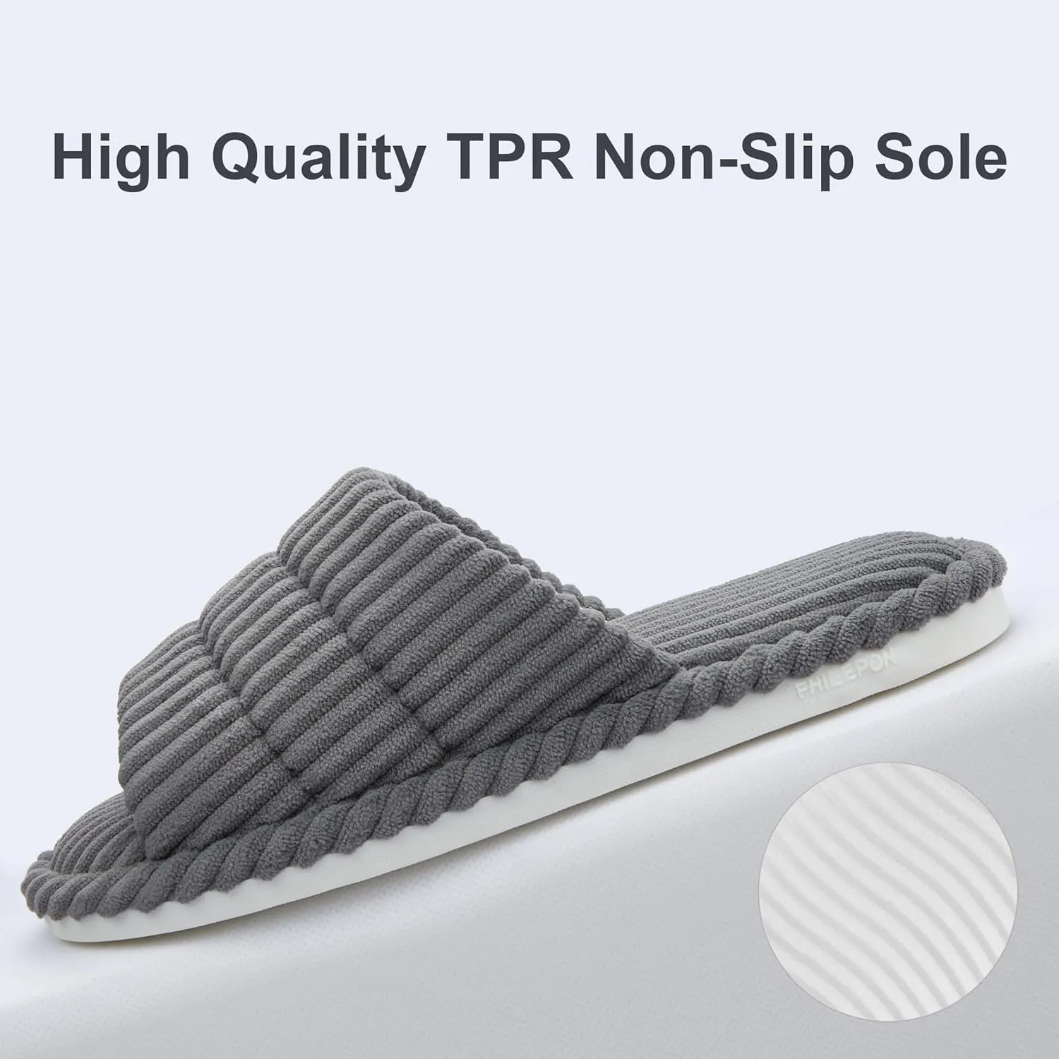House Slippers for Women Corduroy Cross Band Slippers Open Toe Bedroom Indoor Shoes with Memory Foam