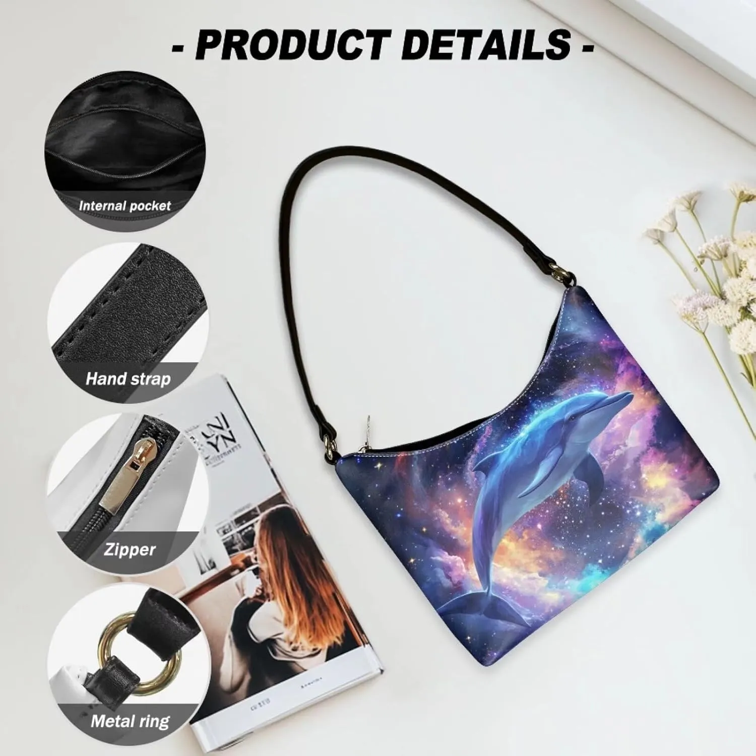 HUGS IDEA Shoulder Bag for Women Small Clutch Purse Mini Handbags PU Leather Underarm Bag