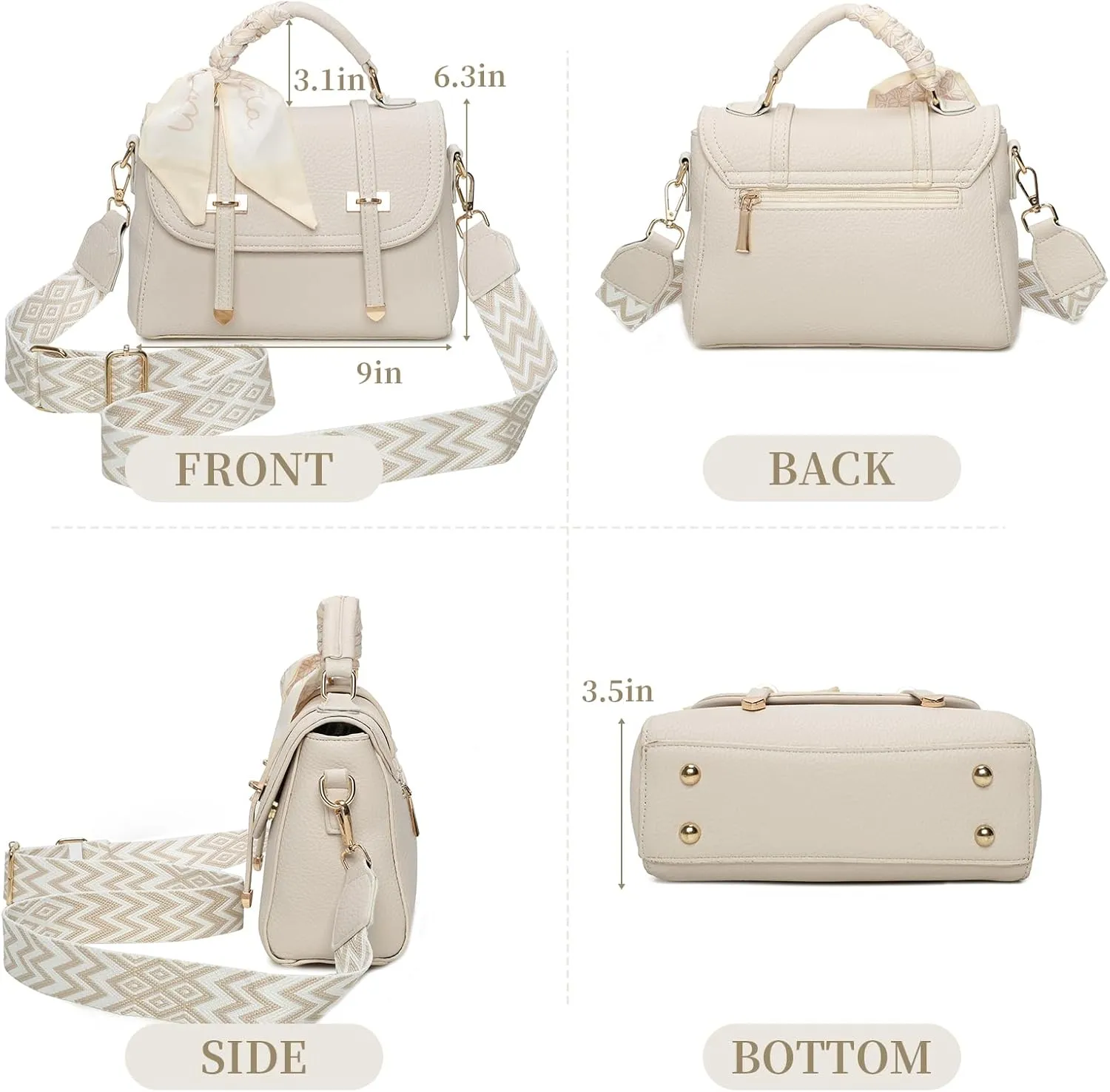I IHAYNER Crossbody Bags for Women Soft Leather Purses Top Handle Handbags for Travel Designer Shoulder Bags with Wide Strap