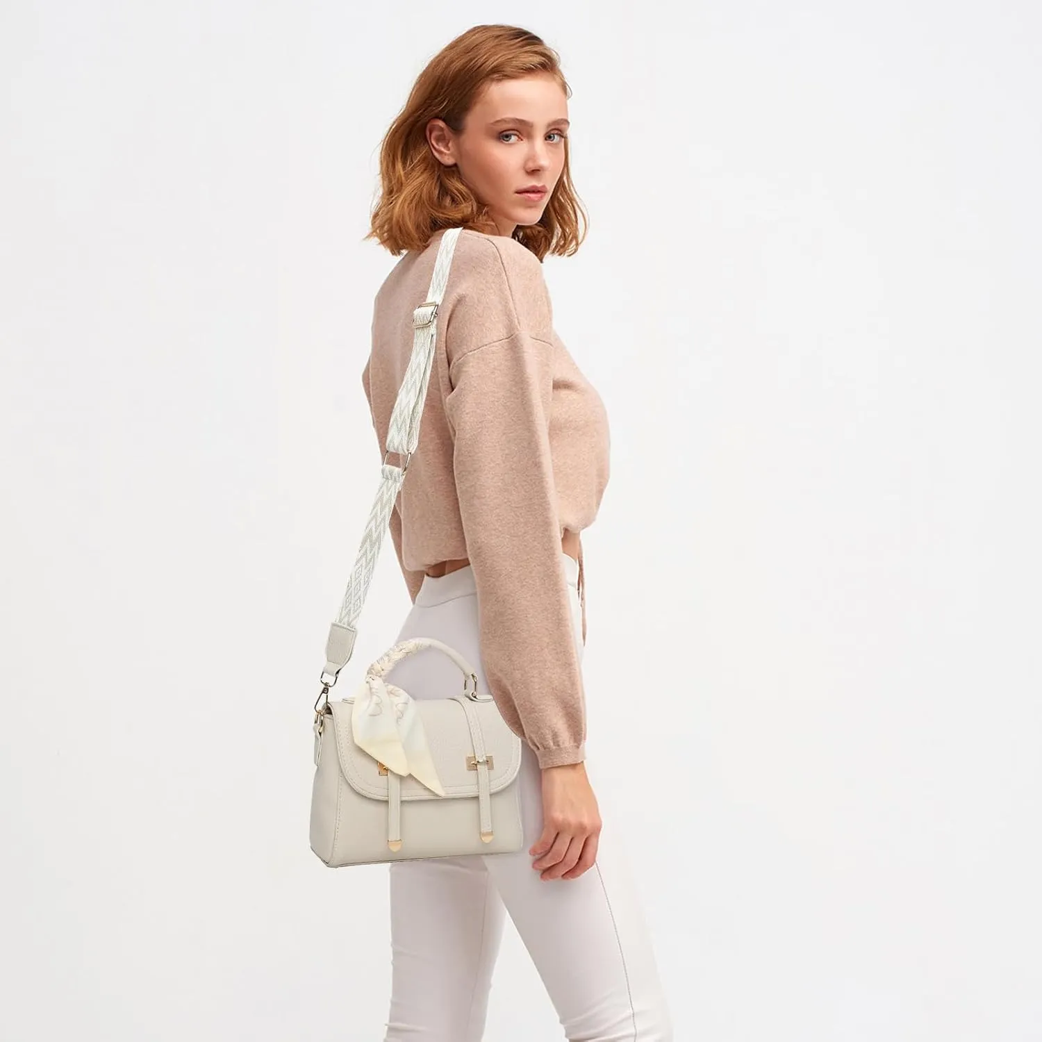 I IHAYNER Crossbody Bags for Women Soft Leather Purses Top Handle Handbags for Travel Designer Shoulder Bags with Wide Strap