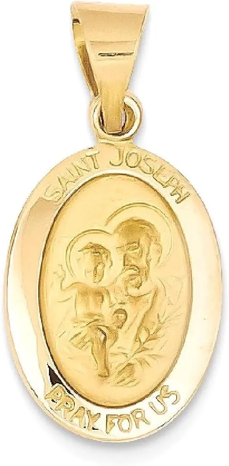 IceCarats 14K Solid Yellow Gold Saint Joseph Medal Necklace Chain Pendant Charm