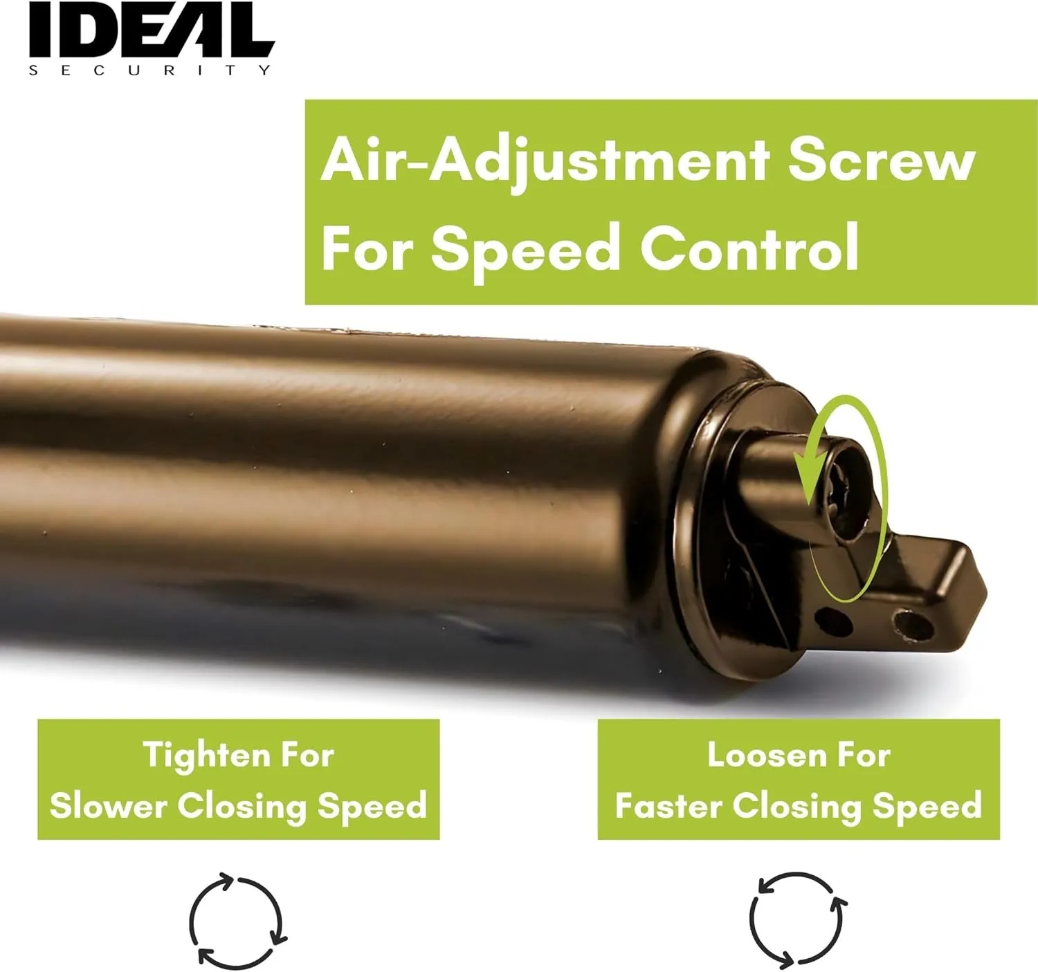 Ideal Security Model 8730 Heavy Duty Pneumatic Screen and Storm Door Closer with Wind Chain, 10.5" L x 1.5" W x 1.5" H, Brown