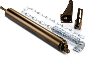 Ideal Security Model 8730 Heavy Duty Pneumatic Screen and Storm Door Closer with Wind Chain, 10.5" L x 1.5" W x 1.5" H, Brown