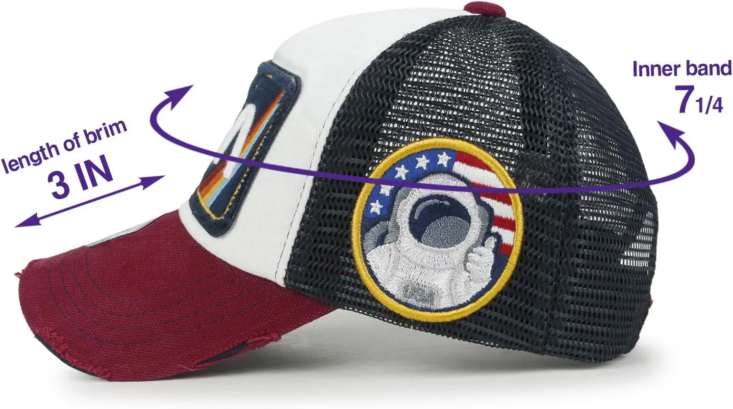ililily Premium NASA Worm Logo Embroidery Structured Baseball Cap