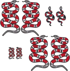INFUNLY 8pcs Red Black Snake Iron On Patch Snake Sequin Patches Vintage Embroidered Applique Patch Animal DIY Patch Embroidered Fabric Patches for Clothing Garment Shoes Clothes Jackets Handbag Decor