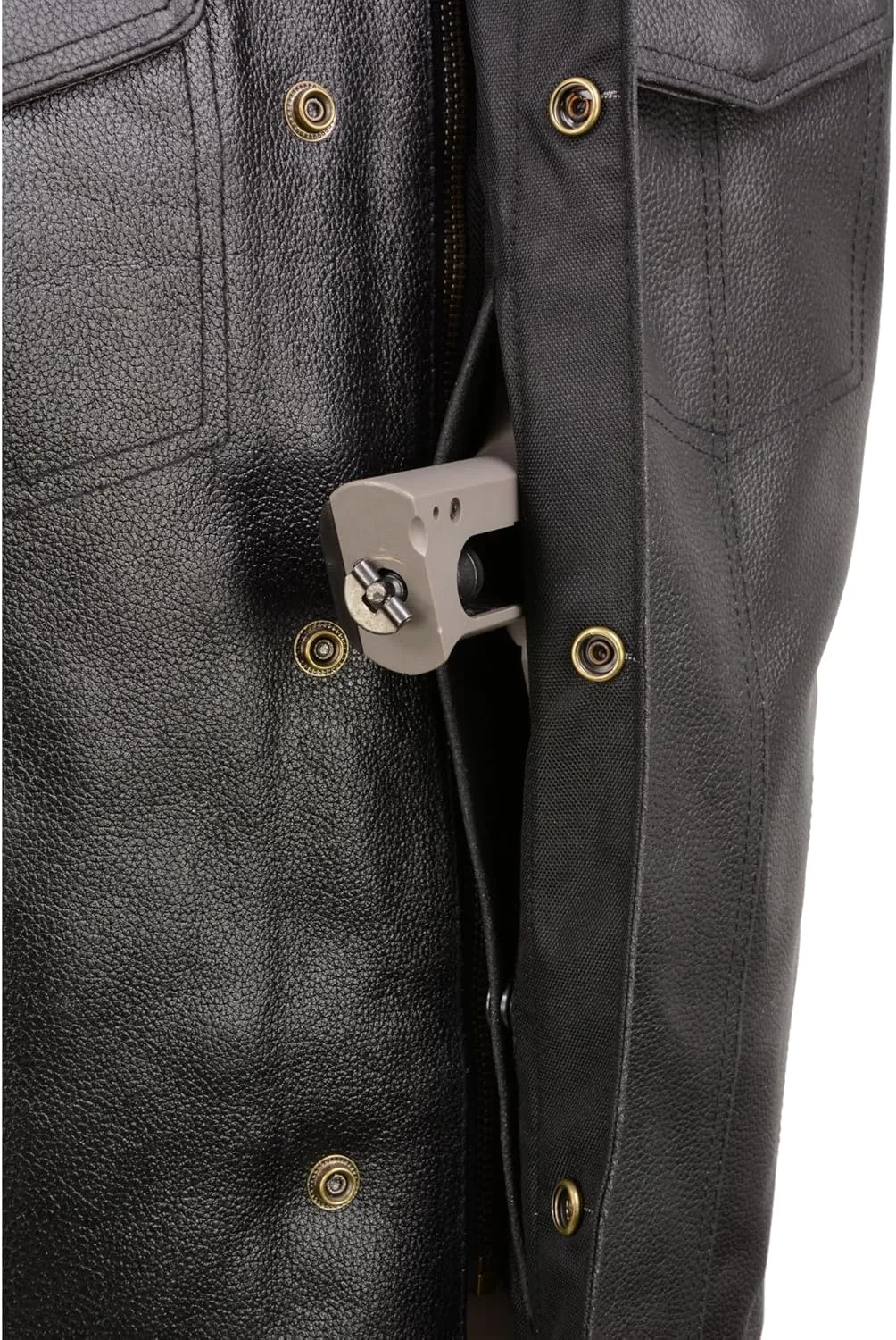 Insane Bikers SOA Mens Leather Club Style Vest W/Concealed Gun Pockets, Cowhide Leather Biker Vest, Single Panel Back