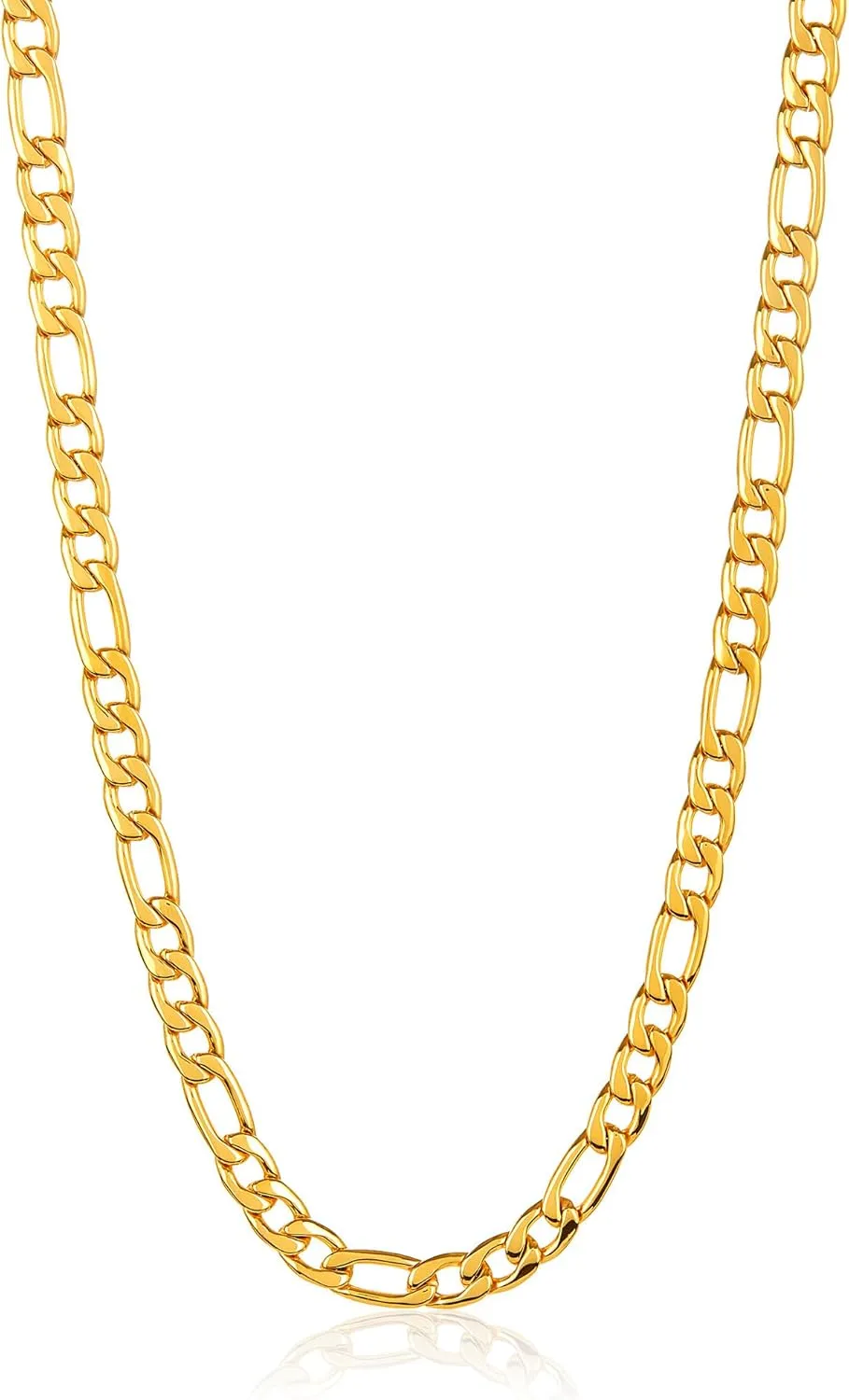 Invicta Jewelry Men's Polished Figaro Chain Stainless Steel Necklace (8mm) - 24"